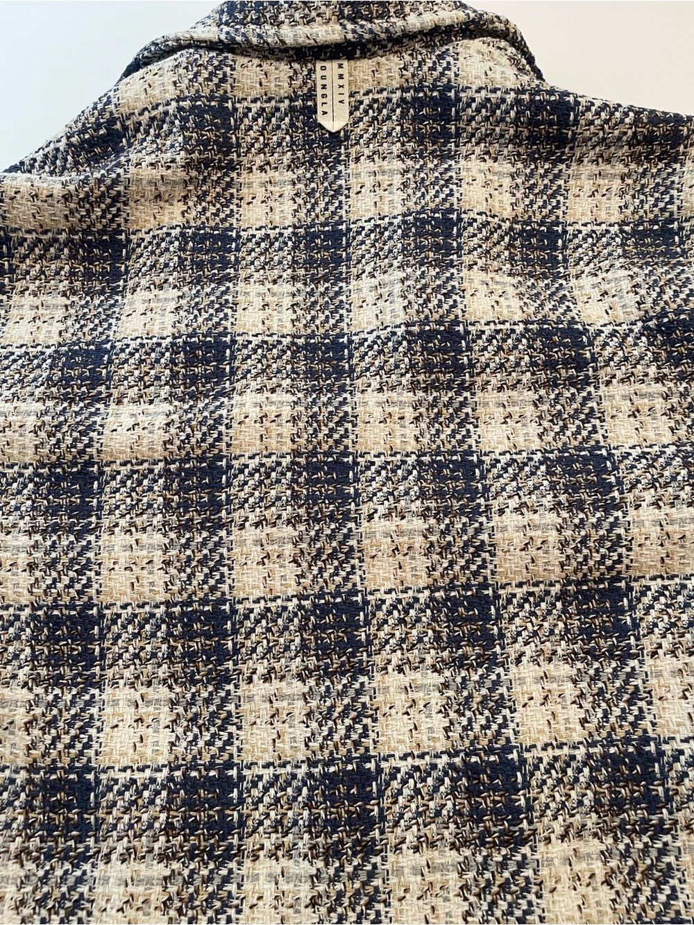 YoungLA Blue and Cream Tweed Open-Front Blazer
